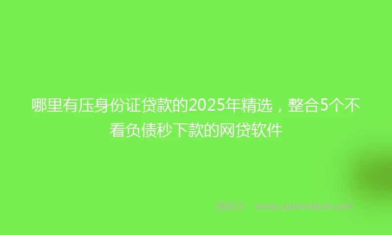 哪里有压身份证贷款的2025年精选,整合5个不看负债秒下款的网贷软件