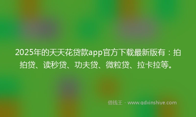2025年的天天花贷款app官方下载最新版有：拍拍贷、读秒贷、功夫贷、微粒贷、拉卡拉等。