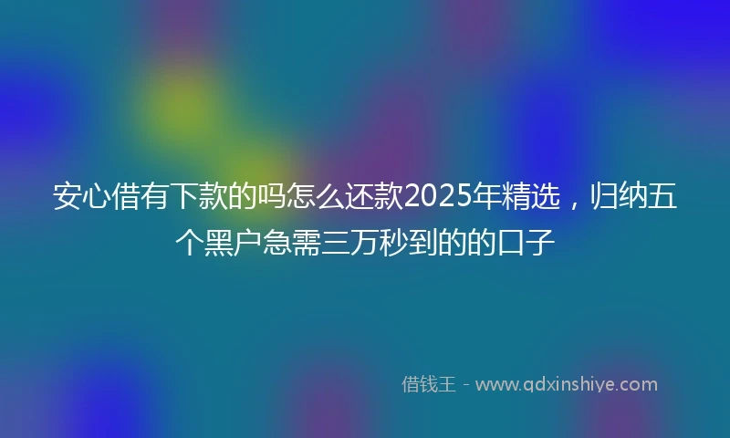 安心借有下款的吗怎么还款2025年精选，归纳五个黑户急需三万秒到的的口子