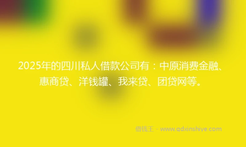 2025年的四川私人借款公司有：中原消费金融、惠商贷、洋钱罐、我来贷、团贷网等。