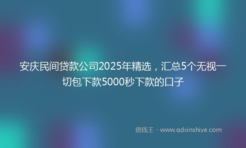 安庆民间贷款公司2025年精选，汇总5个无视一切包下款5000秒下款的口子