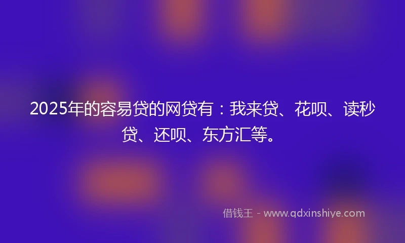2025年的容易贷的网贷有：我来贷、花呗、读秒贷、还呗、东方汇等。