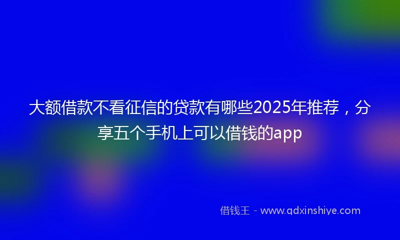 大额借款不看征信的贷款有哪些2025年推荐，分享五个手机上可以借钱的app