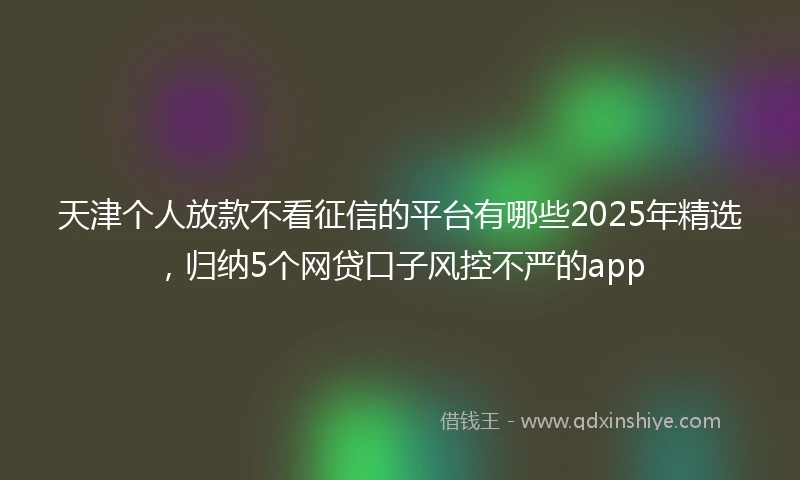 天津个人放款不看征信的平台有哪些2025年精选，归纳5个网贷口子风控不严的app