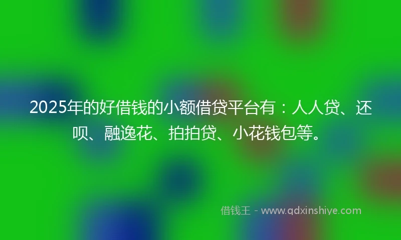 2025年的好借钱的小额借贷平台有:人人贷、还呗、融逸花、拍拍贷、小花钱包等。