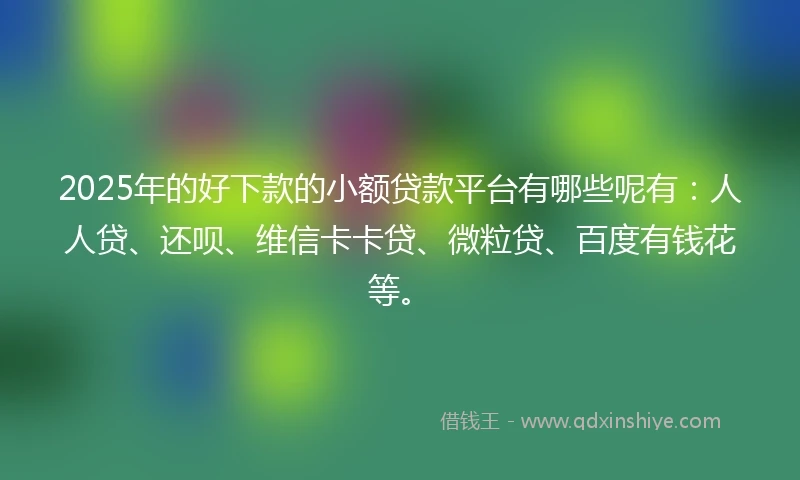 2025年的好下款的小额贷款平台有哪些呢有：人人贷、还呗、维信卡卡贷、微粒贷、百度有钱花等。