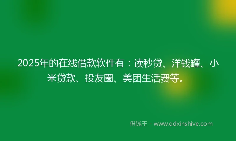 2025年的在线借款软件有：读秒贷、洋钱罐、小米贷款、投友圈、美团生活费等。