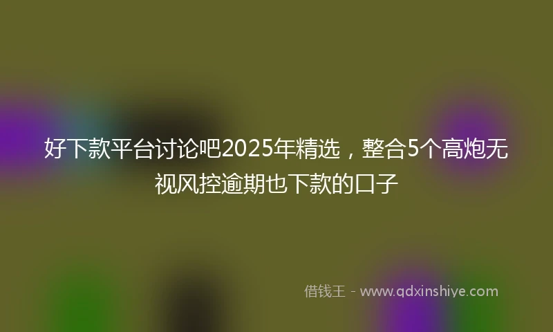 好下款平台讨论吧2025年精选，整合5个高炮无视风控逾期也下款的口子