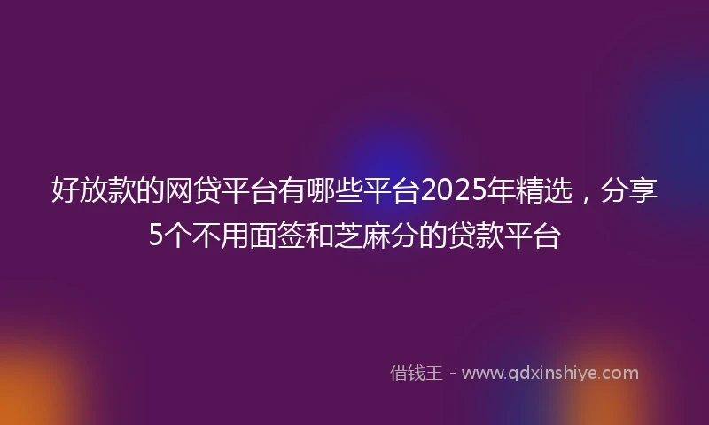 好放款的网贷平台有哪些平台2025年精选，分享5个不用面签和芝麻分的贷款平台