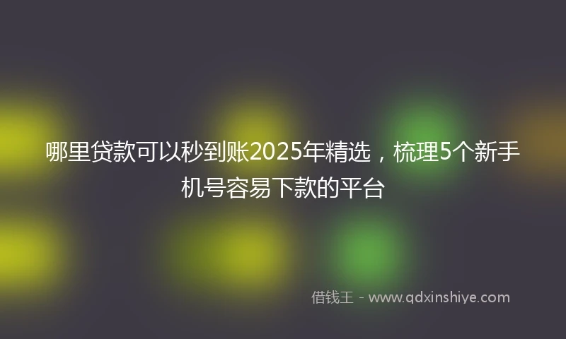 哪里贷款可以秒到账2025年精选，梳理5个新手机号容易下款的平台