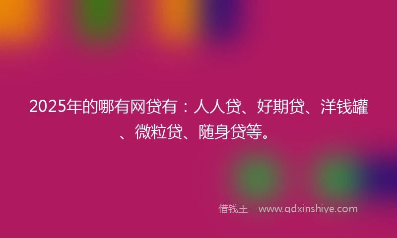 2025年的哪有网贷有：人人贷、好期贷、洋钱罐、微粒贷、随身贷等。