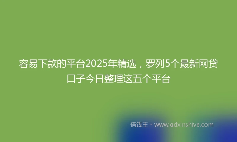容易下款的平台2025年精选，罗列5个最新网贷口子今日整理这五个平台