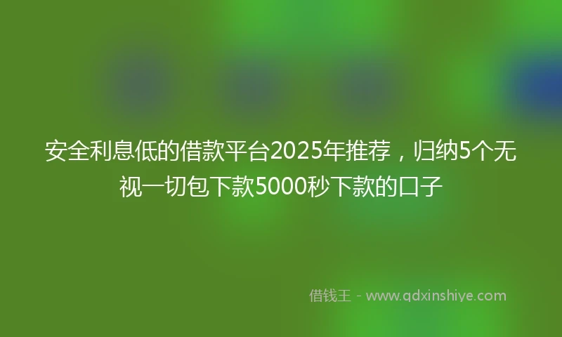 安全利息低的借款平台2025年推荐，归纳5个无视一切包下款5000秒下款的口子