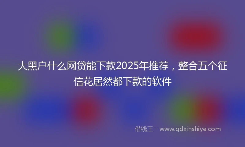 大黑户什么网贷能下款2025年推荐，整合五个征信花居然都下款的软件