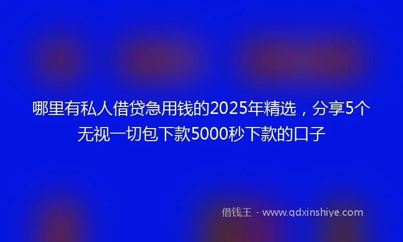 哪里有私人借贷急用钱的2025年精选，分享5个无视一切包下款5000秒下款的口子