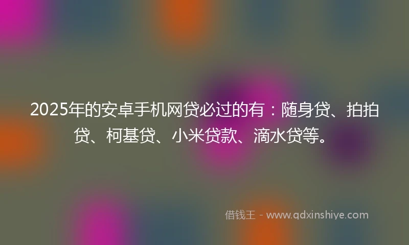 2025年的安卓手机网贷必过的有：随身贷、拍拍贷、柯基贷、小米贷款、滴水贷等。