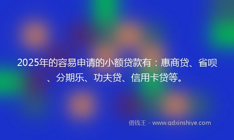 2025年的容易申请的小额贷款有：惠商贷、省呗、分期乐、功夫贷、信用卡贷等。