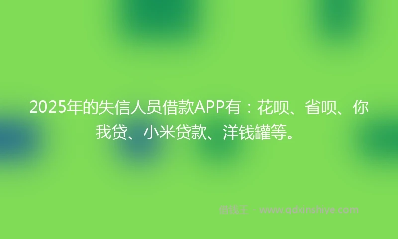 2025年的失信人员借款APP有：花呗、省呗、你我贷、小米贷款、洋钱罐等。