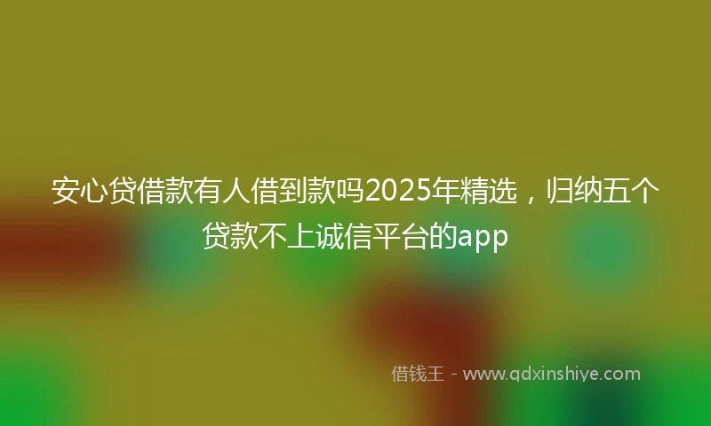安心贷借款有人借到款吗2025年精选，归纳五个贷款不上诚信平台的app