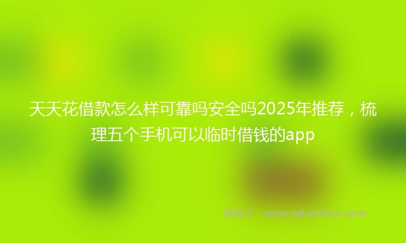 天天花借款怎么样可靠吗安全吗2025年推荐，梳理五个手机可以临时借钱的app
