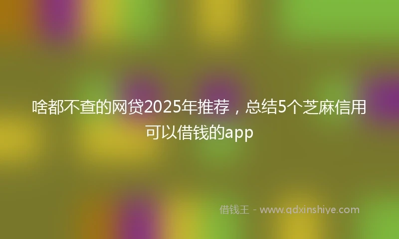 啥都不查的网贷2025年推荐，总结5个芝麻信用可以借钱的app