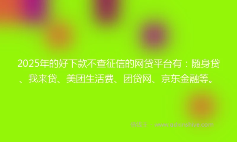 2025年的好下款不查征信的网贷平台有：随身贷、我来贷、美团生活费、团贷网、京东金融等。