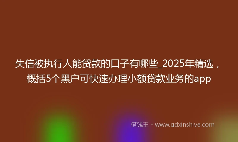 失信被执行人能贷款的口子有哪些_2025年精选，概括5个黑户可快速办理小额贷款业务的app