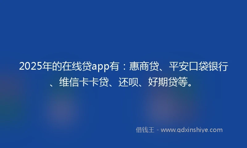 2025年的在线贷app有：惠商贷、平安口袋银行、维信卡卡贷、还呗、好期贷等。