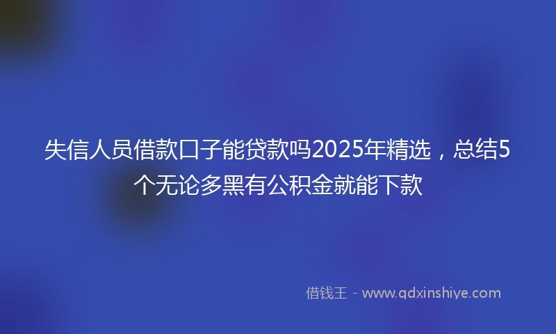 失信人员借款口子能贷款吗2025年精选，总结5个无论多黑有公积金就能下款
