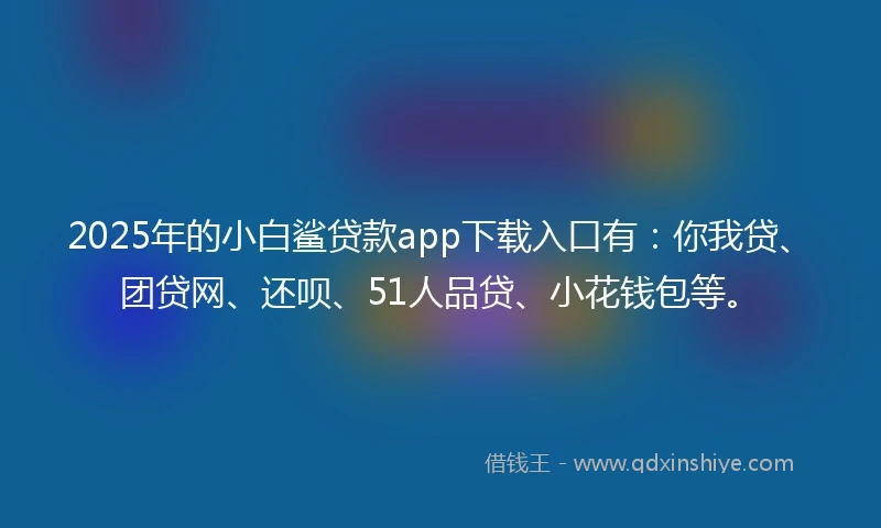 2025年的小白鲨贷款app下载入口有：你我贷、团贷网、还呗、51人品贷、小花钱包等。