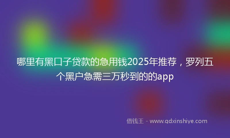 哪里有黑口子贷款的急用钱2025年推荐，罗列五个黑户急需三万秒到的的app