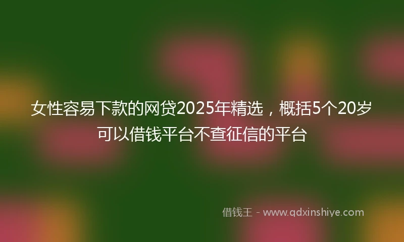女性容易下款的网贷2025年精选,概括5个20岁可以借钱平台不查征信的平台