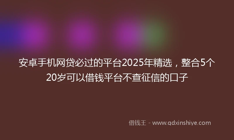 安卓手机网贷必过的平台2025年精选，整合5个20岁可以借钱平台不查征信的口子