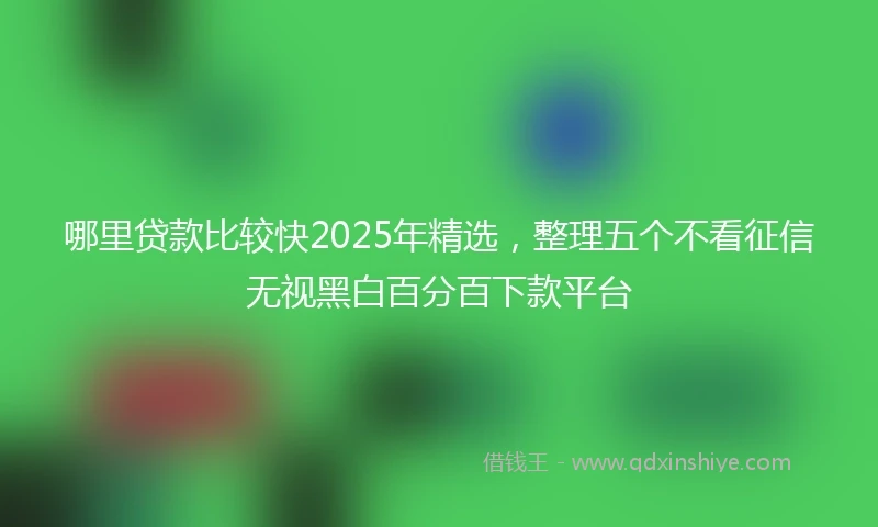 哪里贷款比较快2025年精选，整理五个不看征信无视黑白百分百下款平台