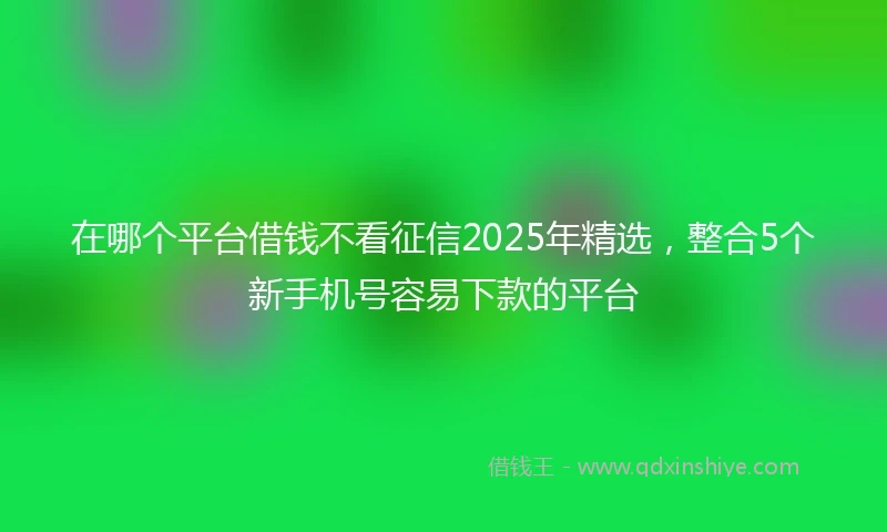 在哪个平台借钱不看征信2025年精选，整合5个新手机号容易下款的平台