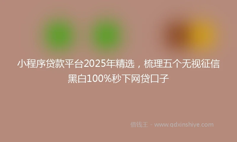 小程序贷款平台2025年精选，梳理五个无视征信黑白100%秒下网贷口子