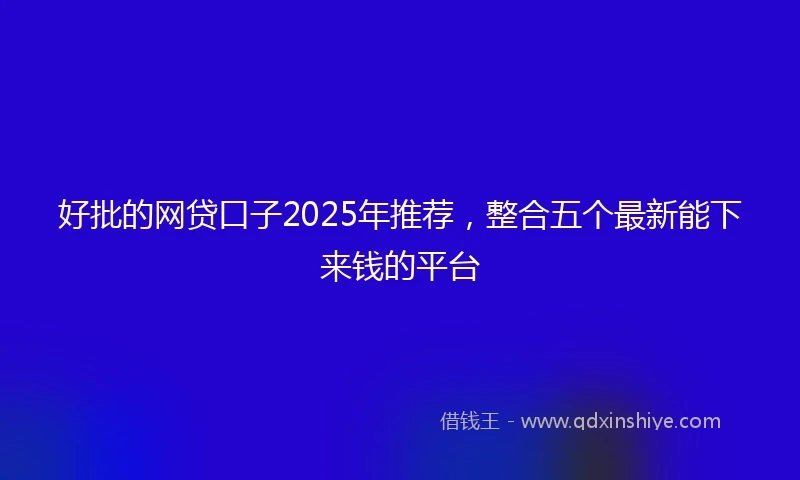 好批的网贷口子2025年推荐，整合五个最新能下来钱的平台