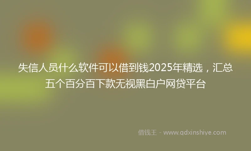 失信人员什么软件可以借到钱2025年精选，汇总五个百分百下款无视黑白户网贷平台