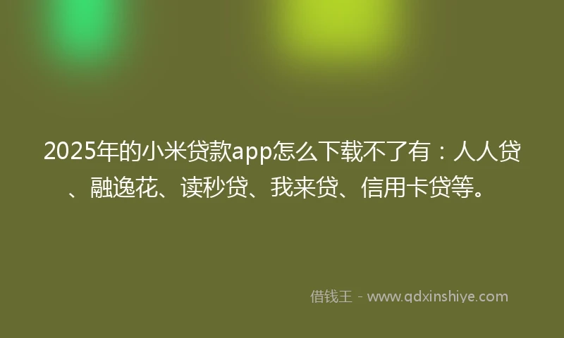 2025年的小米贷款app怎么下载不了有：人人贷、融逸花、读秒贷、我来贷、信用卡贷等。