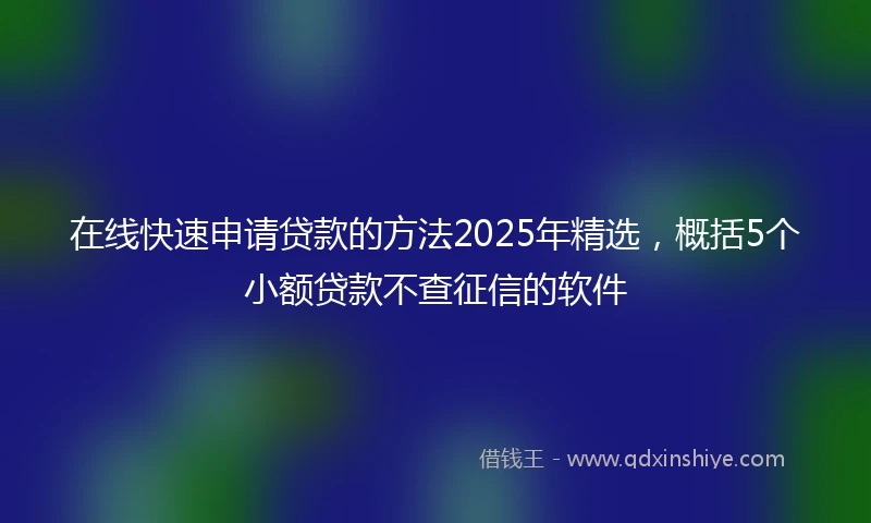 在线快速申请贷款的方法2025年精选,概括5个小额贷款不查征信的软件