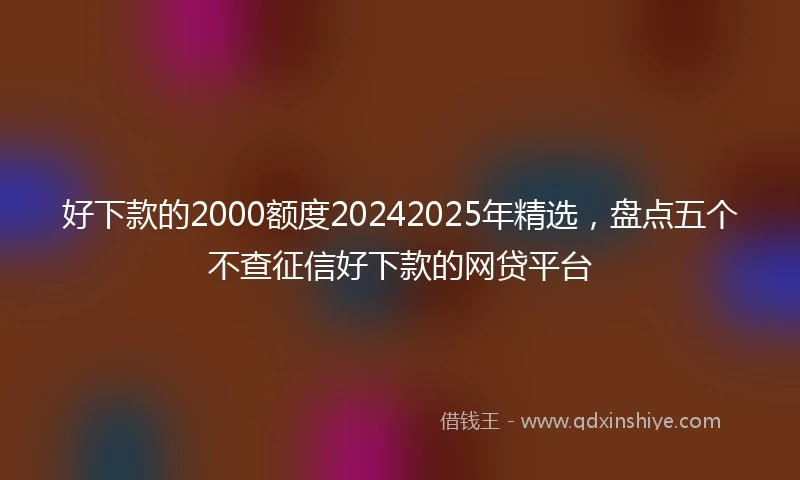 好下款的2000额度20242025年精选，盘点五个不查征信好下款的网贷平台