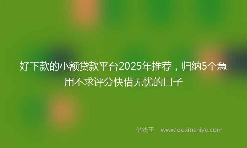好下款的小额贷款平台2025年推荐，归纳5个急用不求评分快借无忧的口子