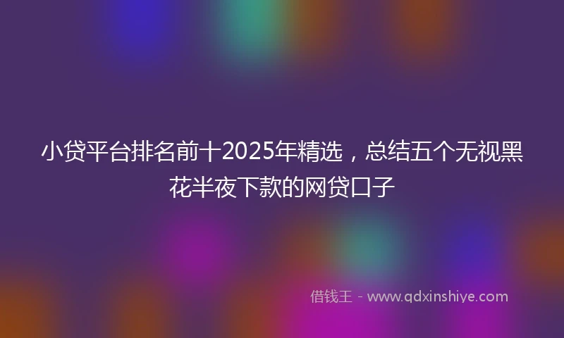 小贷平台排名前十2025年精选，总结五个无视黑花半夜下款的网贷口子
