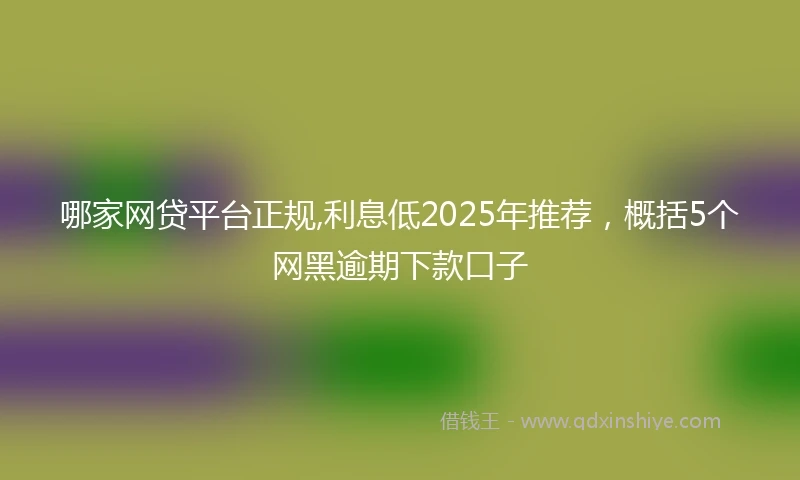 哪家网贷平台正规,利息低2025年推荐，概括5个网黑逾期下款口子