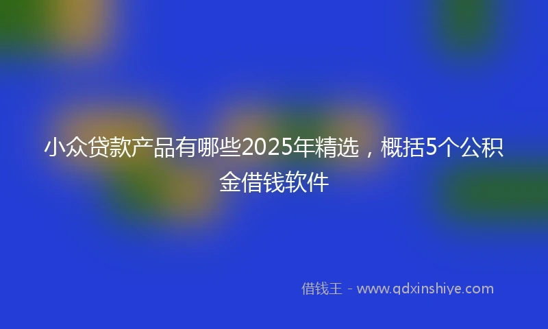 小众贷款产品有哪些2025年精选，概括5个公积金借钱软件