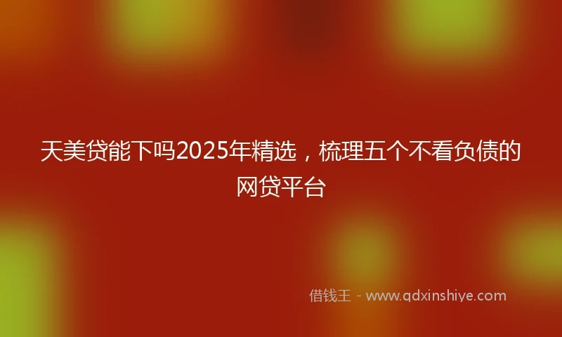 天美贷能下吗2025年精选，梳理五个不看负债的网贷平台
