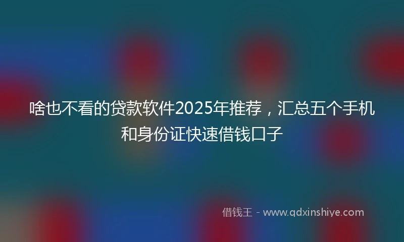 啥也不看的贷款软件2025年推荐，汇总五个手机和身份证快速借钱口子