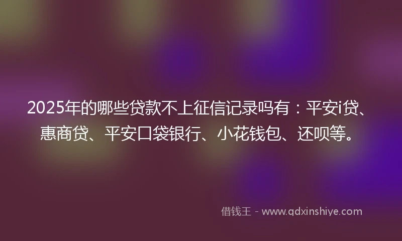 2025年的哪些贷款不上征信记录吗有：平安i贷、惠商贷、平安口袋银行、小花钱包、还呗等。