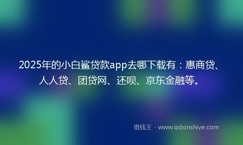 2025年的小白鲨贷款app去哪下载有：惠商贷、人人贷、团贷网、还呗、京东金融等。