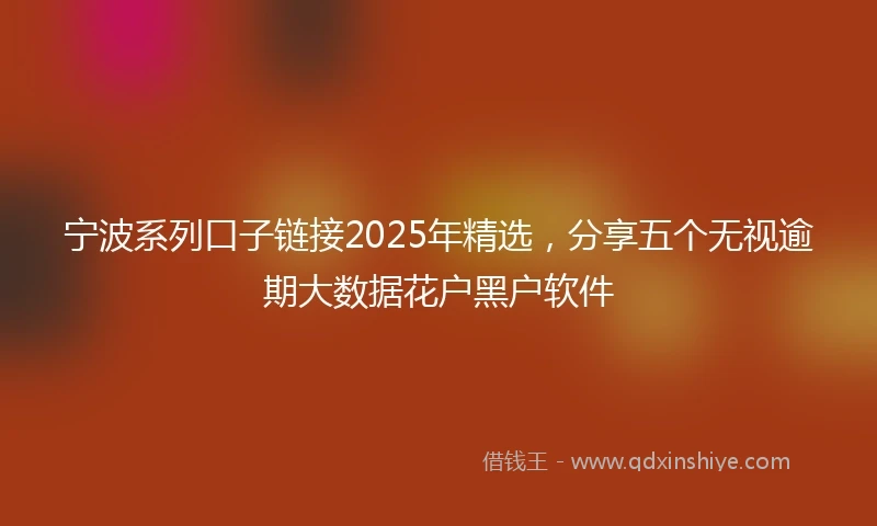 宁波系列口子链接2025年精选，分享五个无视逾期大数据花户黑户软件